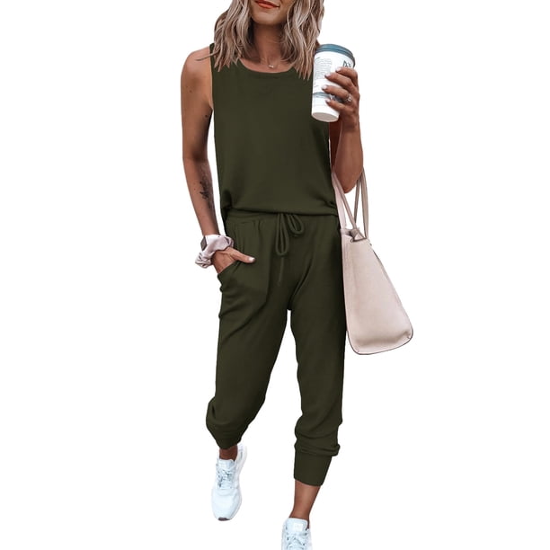 Conjunto Deportivo PRETTYGARDEN de Dos Piezas sin Mangas para Mujer Talla M