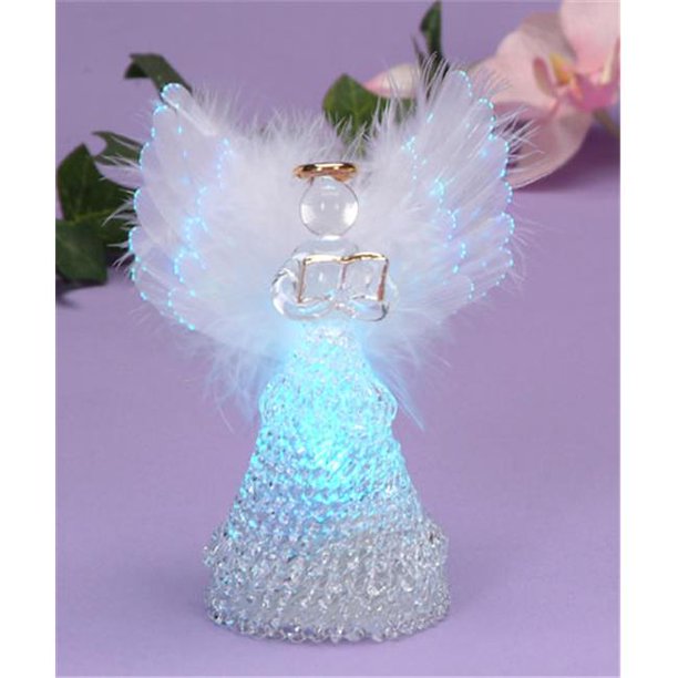 5.25" Height Light Up Angel with Fiber Optic Wings Book