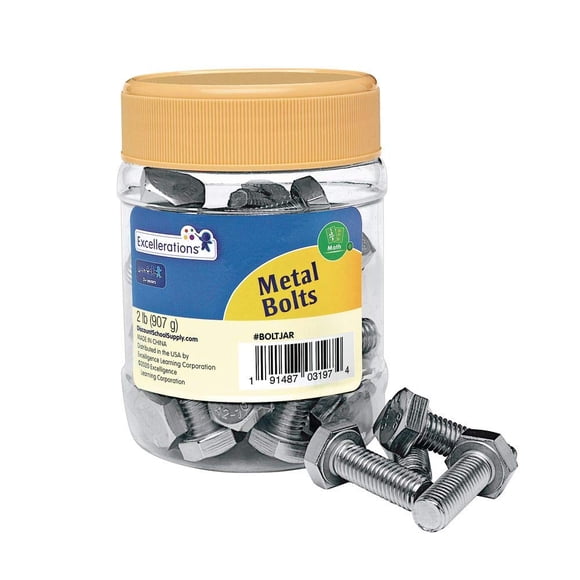 Boulons en Métal - 2 lbs. Pièces Mobiles Excellerations, Boulons en Métal pour Trier et Compter, Matériaux Recyclés, Jouets Éducatifs pour Enfants