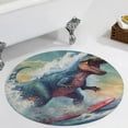 thumbnail image 4 of Surfing Dinosaurs Round Rugs -Washable Non-Slip Small Round Area Rug Throw Soft Circle Rugs for Bedroom, Modern Print Indoor Carpet for Entryway Sofa Living Room, 4 of 7