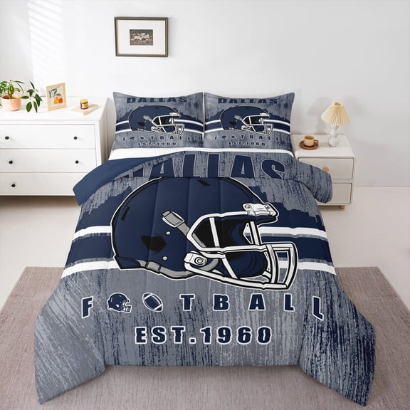 Erosebridal American Football Comforter Sets Twin Size, Sports Theme Comforters & Duvets, Navy Grey, REversible 2 Pieces, Lightweight