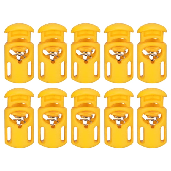 Uxcell 30Pack 5.5x3mm Cord Lock Plastic Single Hole Spring Toggle Stoppers, Dark Yellow