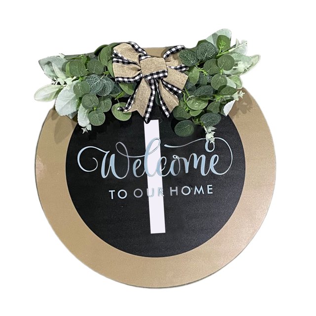 CSChome Panneau de Porte Couronne de Porte d'Entrée Lettres Z 26 Panneau Rond avec Fausse Fleur Style Rural Panneau Suspendu