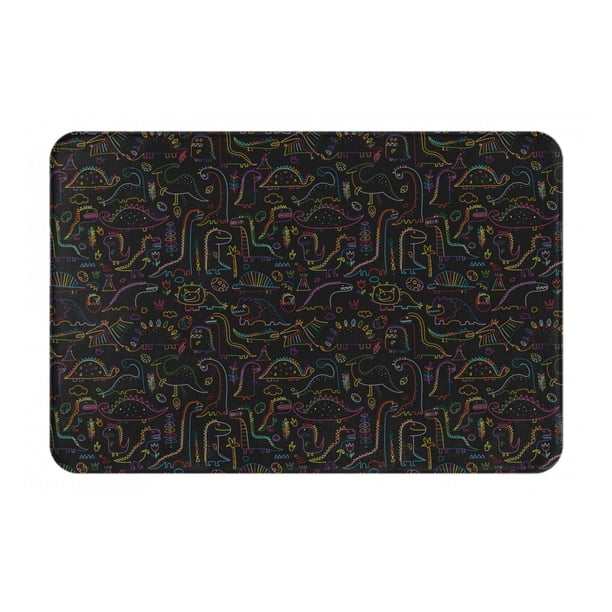 Balery Doodle Dinosaur Felpudo de franela, resistente a las manchas y a la decoloración, para uso interior y exterior, fácil de limpiar, 40 x 60 cm