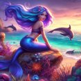 thumbnail image 1 of (ZSH278) Serie Dibujos Animados Sirena Con Diamantes Redondos Pintura Diamantes Resina 30*30CM, 1 of 9