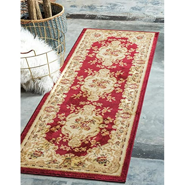 Unique Loom Versailles Collection Traditional Classic Medallion Motif Area Rug (2 7 x 10 0 Runner, Burgundy/ Ivory)