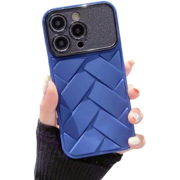 Designed for iPhone Case,Luxury 3D Woven Pattern Large View Camera Lens Protection Shockproof Protective Cover Phone Case (iPhone 11,Blue)