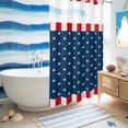 thumbnail image 5 of No Hook Shower Curtain with Built-in Rings - 4th of July Washable Waterproof Fabric Bathroom Curtains for Hotel,Rentals, Stall 36 X 72 Inch , Patriotic American Flag Stars Red Stripes Blue, 5 of 9