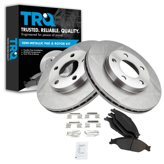 TRQ Front Brake Pad & Rotor Kit Brake Pads Brake Rotor Semi-Metallic Fits Select 1999-2004 Ford Mustang
