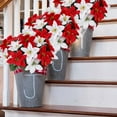 6Pcs Christmas Artificial Flowers Silk Poinsettia Bouquets Xmas Fake
