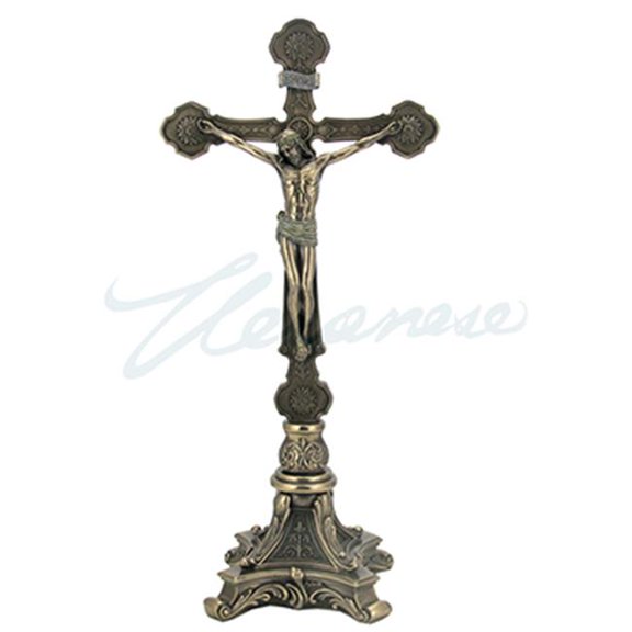Veronese Design WU76443A4 Standing Crucifix - Baroque Design Footed Base