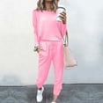 thumbnail image 2 of Dezsed 2 Piece Sets Women Summer Outfits Summer Casual Loose Two-piece Sets Solid Long Sleeve Tops Long Pants Sweatsuit Pink XXL, 2 of 5