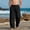 Black, variant on OGLCCG Boys Cotton Linen Casual Beach Pants Elastic Waist Drawstring Wide Leg Vacation Trousers with Pockets Loose Lounge Trousers 4-14 Years
