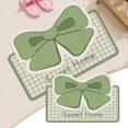 thumbnail image 2 of Green Grid Arched Bathroom Floor Mat Highly Absorbent Soft Non- Quick Drying Shower Carpet, 2 of 7