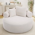 thumbnail image 2 of Muumblus 55" Indoor Round Lounge Chair, Oversized Boneless Accent Barrel Chair, Beige Corduroy, 2 of 10