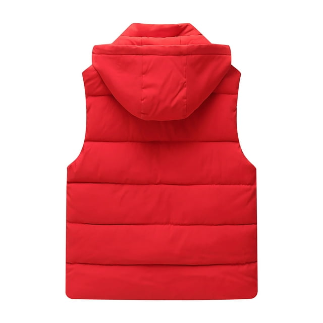 Mevxay Veste Matelassée Grande Taille pour Femmes, Doudoune Sans Manches Compressible, Veste Courte Zippée Rembourrée avec Poche à Fermeture Éclair, Rouge, M