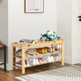 thumbnail image 4 of Ktaxon 2 Tier Hallway Shoe Bench Entryway Storage Natural Solid Bamboo Organizer Rack, 4 of 12