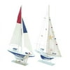 Benzara 38725 Assorted Wooden Sailing Boat in Red and Blue Finish - Set of 2