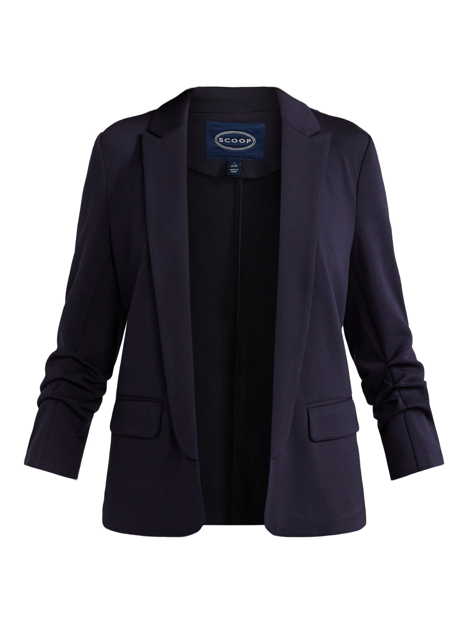 Scoop Women's and Women’s Plus Relaxed Ultimate ScubaKnit Blazer with Scrunch Sleeves, Sizes XS-4X