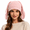 Pink, variant on Knit Beanie Hats Cute Bunny Long Ears Funny Hat Fluffy Winter Cap Warm Bunny Crochet Skull Cap