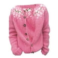 thumbnail image 4 of Bibifish Womens Cardigans Sweaters Floral Graphic Pattern Long Sleeve Crewneck Knit Cardigans Front Soft Lightweight Oversized Outerwear Tops, 4 of 4