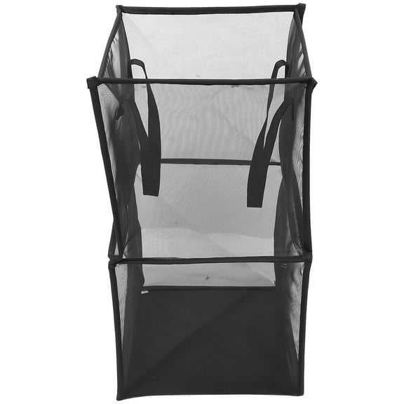 HOOWIFFY Collapsible Mesh Laundry Hamper Black 1Pcs 25.2x12.6x12.6in