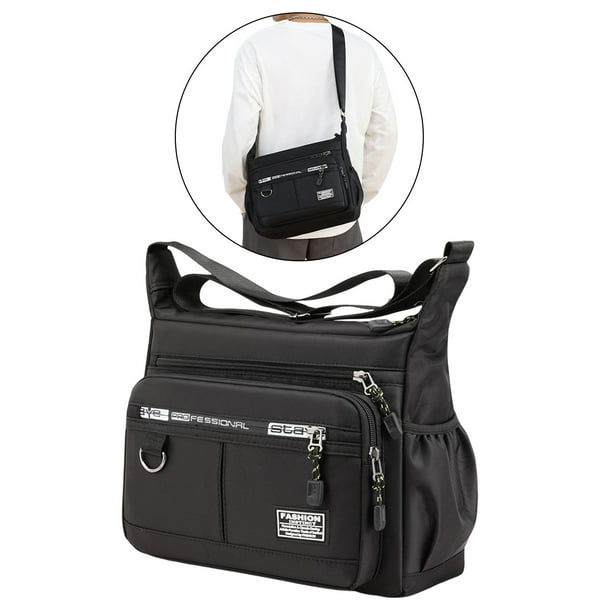 Bolso de hombro Salvador Oxford Múltiples Bolsillos Negro para Hombre