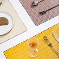 thumbnail image 2 of Fennco Styles Modern Basket Weave Placemats 13"W x 18"L, Set of 4 - Pink Woven Table Mats Heat Resistant Insulation Anti-Slip for Home, Boho Décor, Dining Table, Banquets and Special Events, 2 of 8