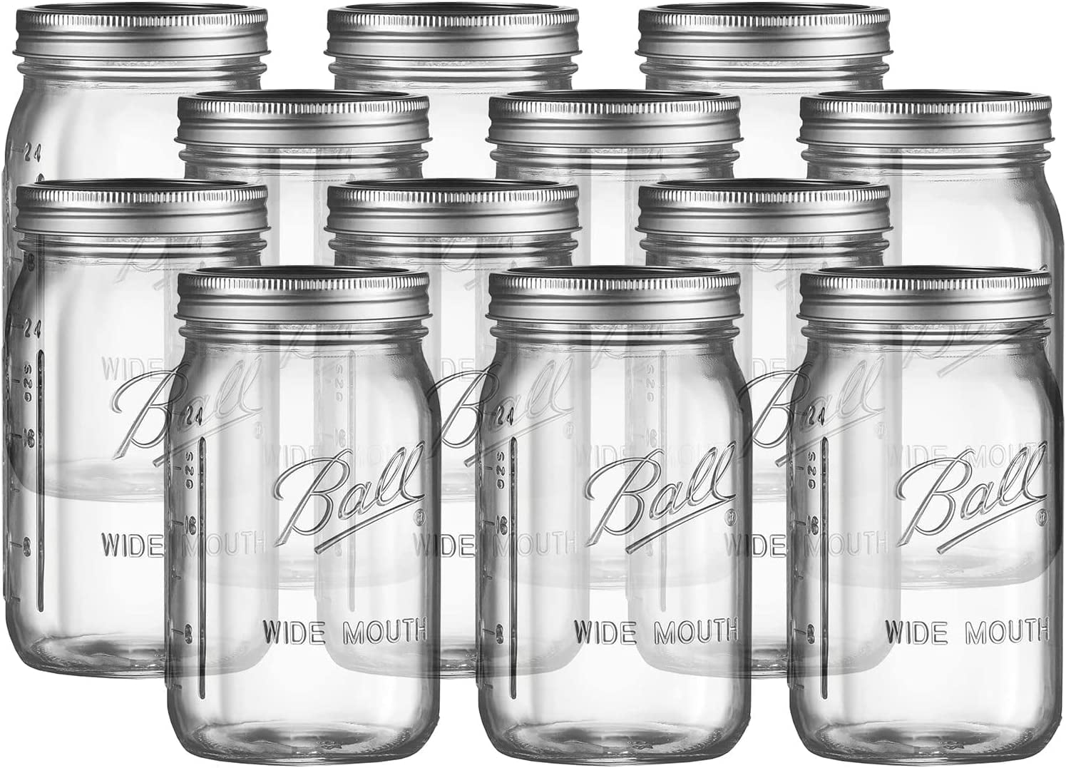 WIDE MOUTH Quart (32 oz.) Glass Food Preserving Pickling Canning Mason Jar with Lid and Band