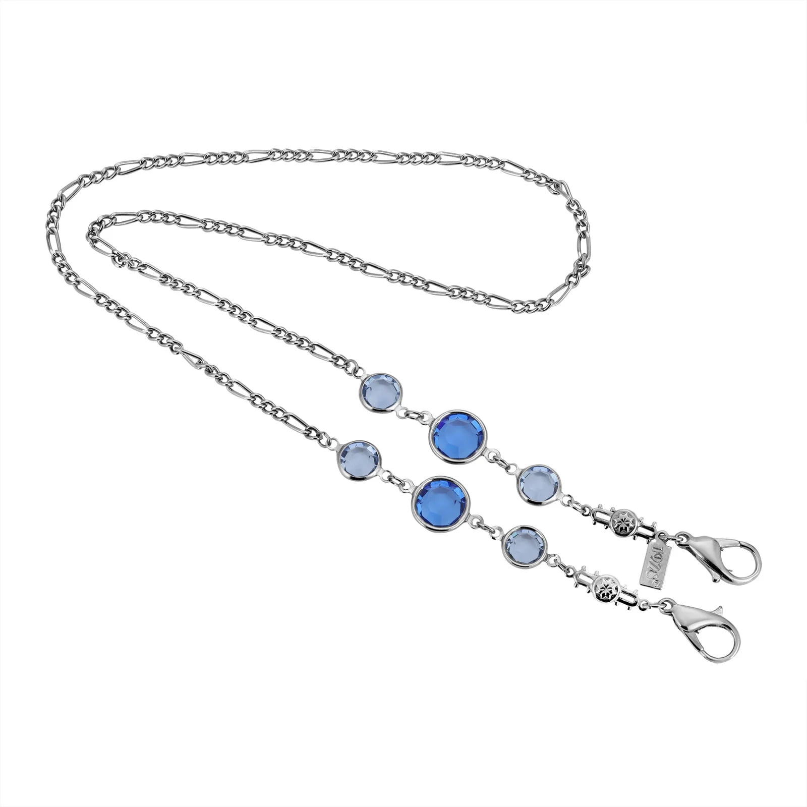 1928 Jewelry Swarovski Element Channel Face Mask Figaro Chain Holder 22 Inch