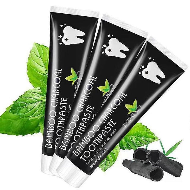 3pcs Bamboo Activated Charcoal Toothpaste Teeth Whitening Fluoride Free 105g
