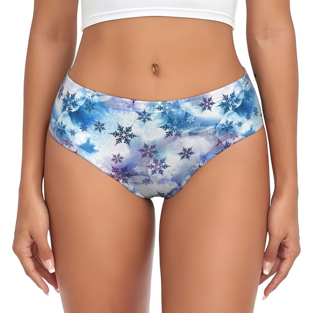 Fotbe Icy Blue Snowflakes Calzones Estampados para Mujer – Ropa Interior de Algodón, Cómoda, Suave y Elástica-4X-Large
