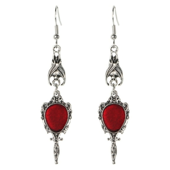 XISAOK Fashion Dangle Long Earrings with Red Faux Crystals Gifts for Halloween Party