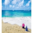 thumbnail image 3 of Birthday Duvet Cover Set, Happy Birthday Celebration on Sandy Beach with Party Hat Presents Ocean, Decorative 3 Piece Bedding Set with 2 Pillow Shams, Queen Size, Blue Pale Brown Pink, by Ambesonne, 3 of 3