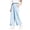 Blue, variant on Antinious Children Girls Solid Elastic Waist Multi Outer Pockets Ruffle Versatile Full Length Pants