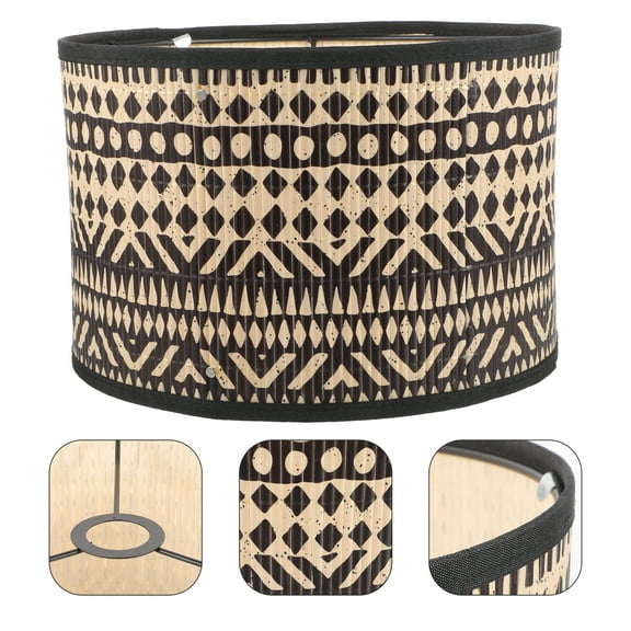 CATIEBYE Large Bamboo Drum Lampshade 1Pcs 11.8X11.8X7.9In