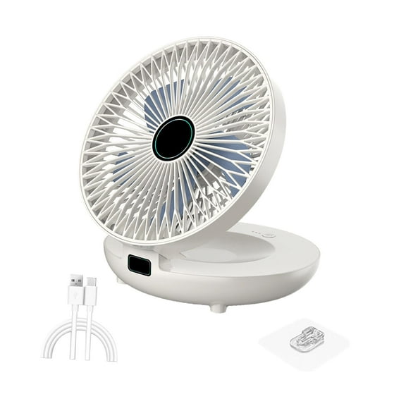2 in 1 Desk and Wall Hanging Fan Cooling Fan with 3 Levels Speed Silent Folding Portable Small Fan Mini Portable Electric Fans for Hiking Rechargeable