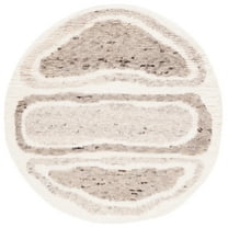 SAFAVIEH Casablanca Rhoda Geometric Wool Area Rug, Ivory/Brown, 6' x 6' Round