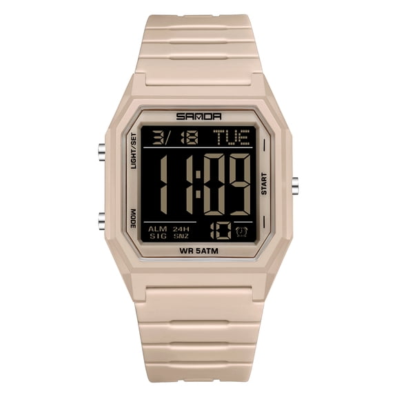 Digital Watches for Men Women Waterproof Unisex Digital Sports Watch Square Stopwatch Countdown Alarm Analog Silicone Strap Transparent Case Wristwatch