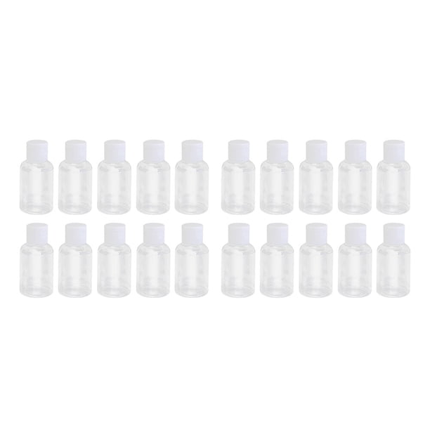 20 botellas de plástico rellenables portátiles de 50 ml con tapas de boquilla tipo concha