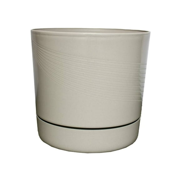 Maceta Con Plato Escurridor Duraware Elipse 12.5 Pulgadas Terminado Fibroso  Marfil