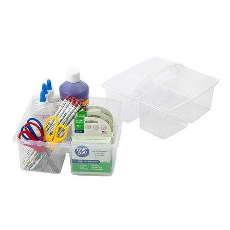 Fun Express 3 Compartment Clear Classroom Storage Caddies - 6 Pieces