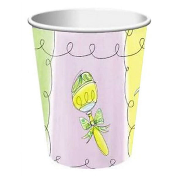 Various Disposable Paper Cups, 9oz, Bottles & Booties, 18 Count