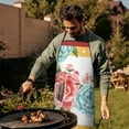 thumbnail image 3 of Women Men Adjustable Bib Apron with Pockets Pioneer Colorful Floral Cooking Kitchen Aprons, 3 of 7
