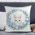 thumbnail image 3 of Easter Decoration Throw Pillow Covers 18x18,Blue Bunny Eggs Floral Decorative Pillowcase,Easter Floral Garland Bunny Throw Pillow Cover,Spring Rabbit Holiday Cushion Case Decoration for Sofa Couch, 3 of 6