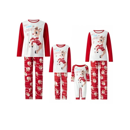 

wybzd Christmas Family Matching Pajamas Set Reindeer Print Adult Kids Baby Sleepwear Nightwear