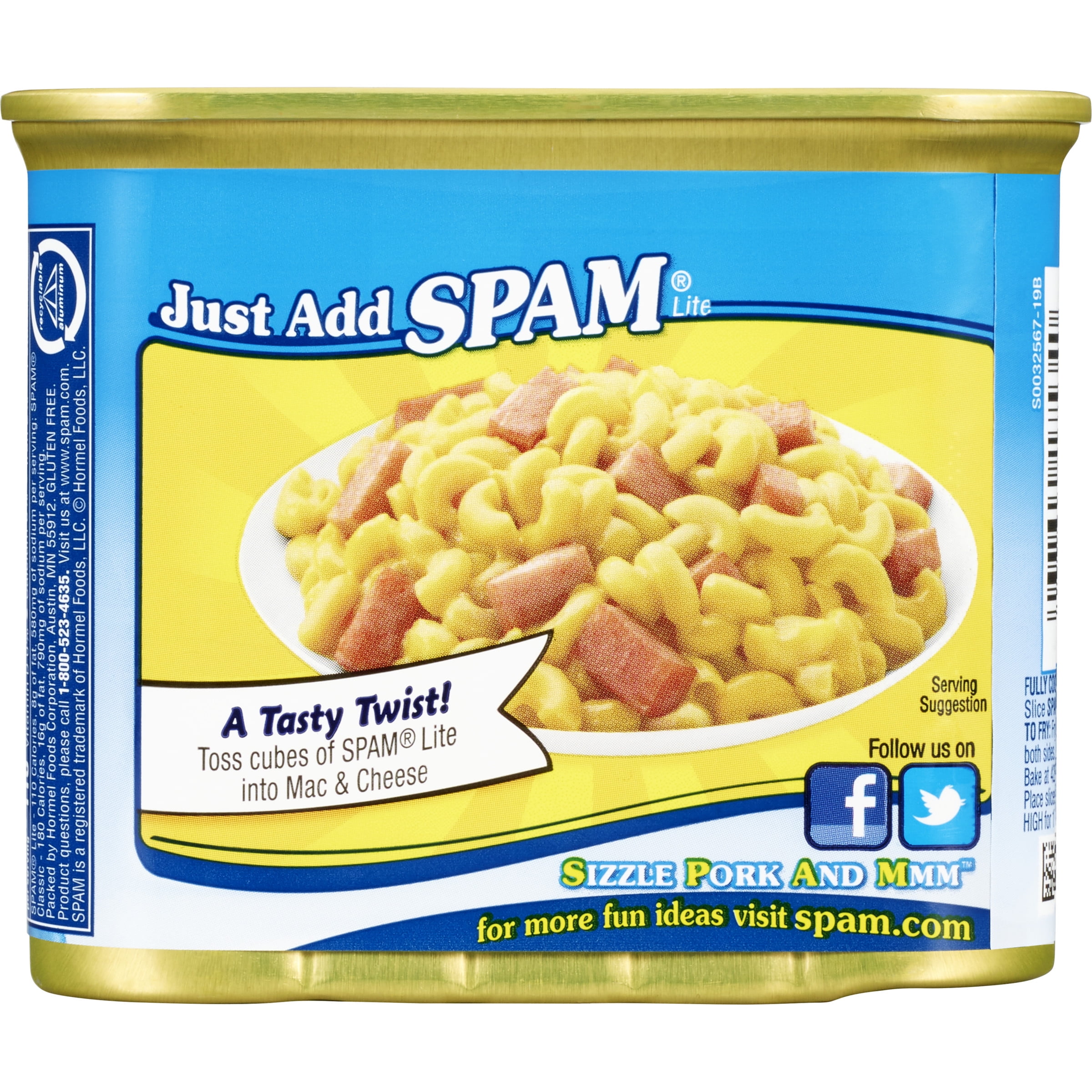 SPAM Lite, 9 Grams of Protein per Serving, 12 oz Aluminum Can