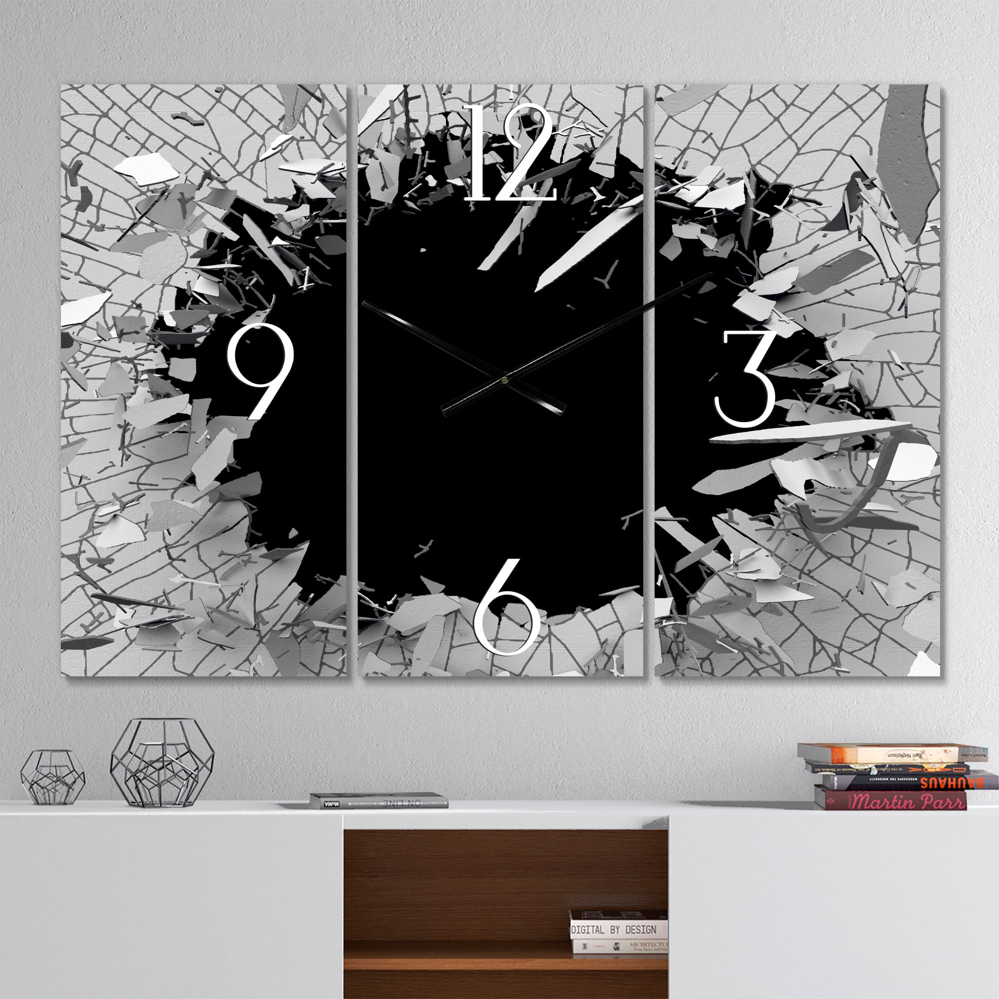 Designart 'Abstract Broken Wall 3D Design' Modern Wall Clock