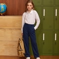 thumbnail image 6 of AWZXDE Boys Girls School Pants Straight Leg Formal Trousers Kids Dress Pants Elastic Waist Bottom Navy - 7-8 Years, 6 of 8