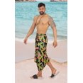 thumbnail image 3 of LA LEELA Men's Bath Trunk Swimwear Sarong Pareo Beach Wrap One Size Leaves, Black Summer Vacation Aloha, 3 of 5